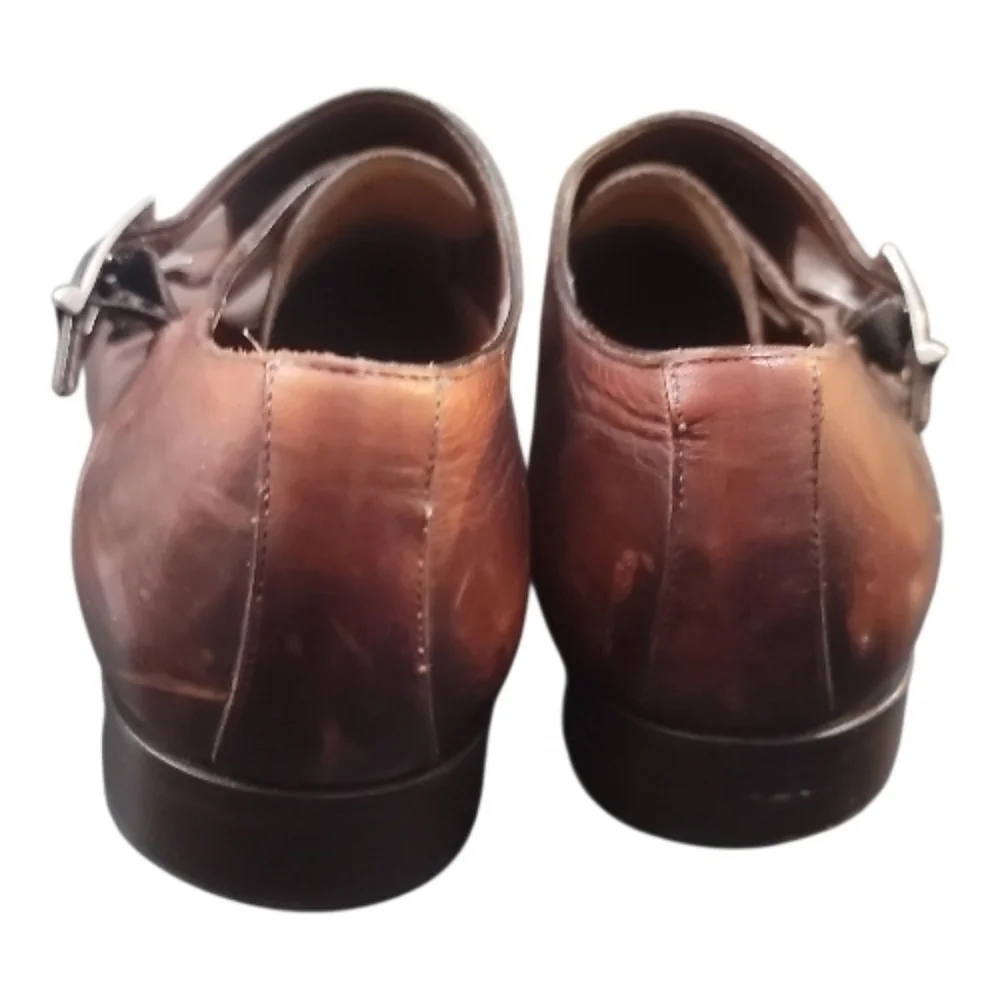 Scoop NYC shoes Men's cognac Brown Double Monk Strap leather oxfords 43 9
